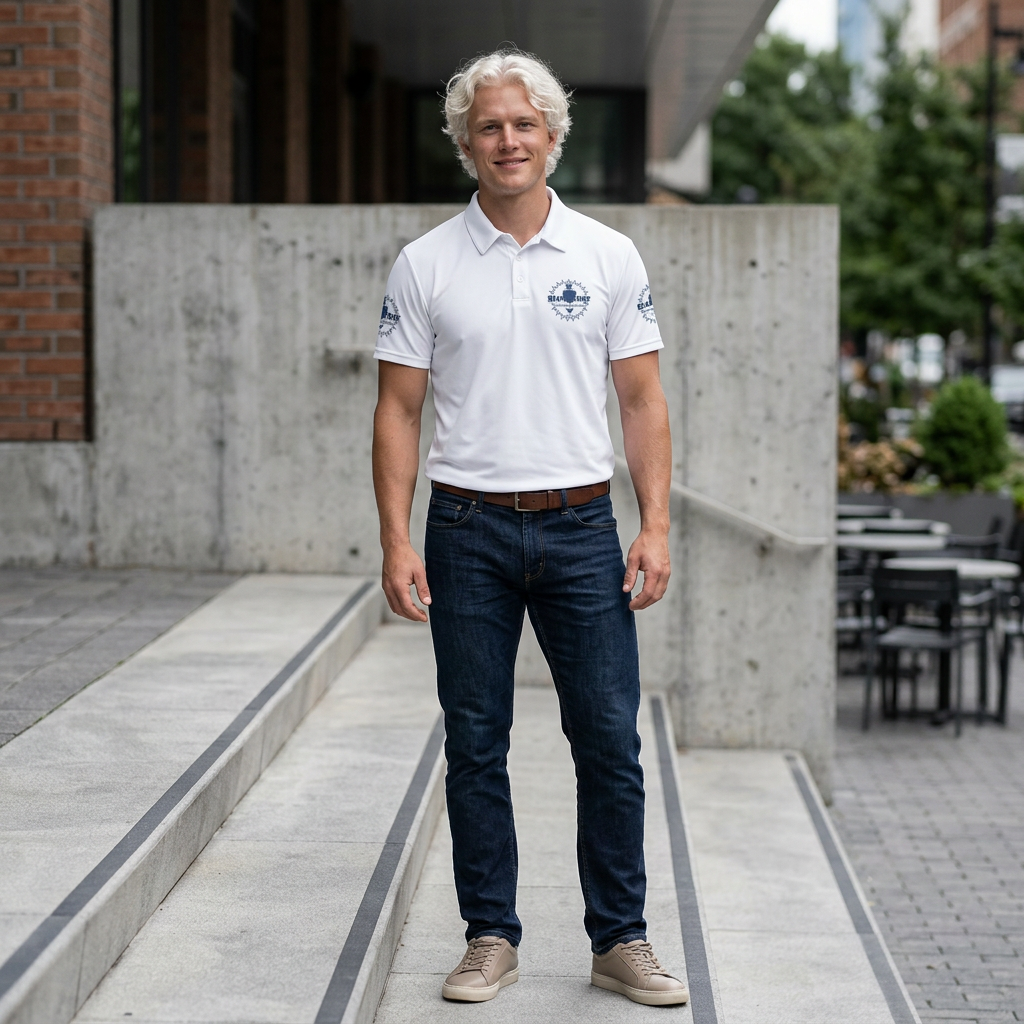 Navy Compass Bluestray Logo Polo Shirt — Classic Nautical Golf Polo