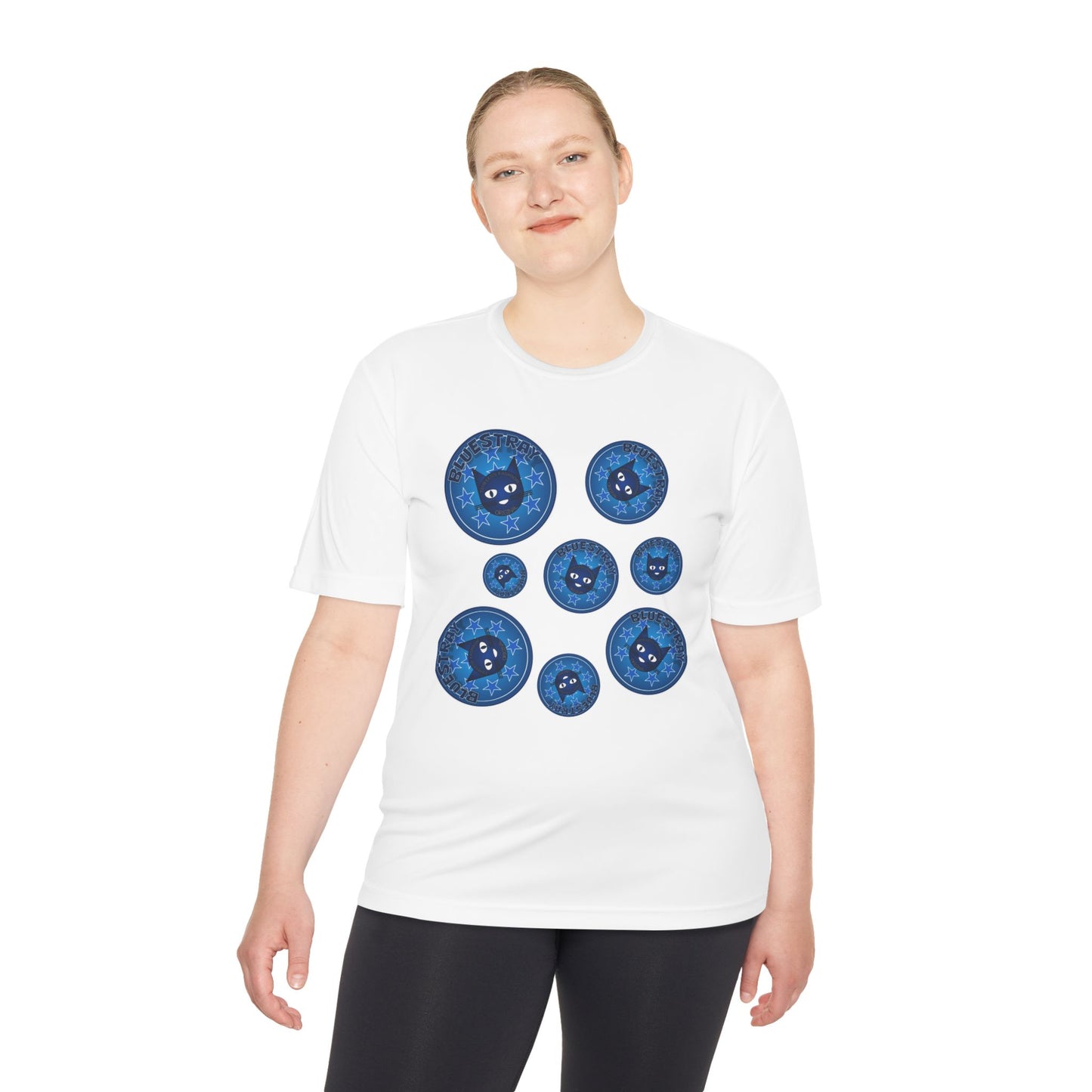 Blue Cat Galaxy Tee — "Bluestray" Graphic Moisture-Wicking Shirt