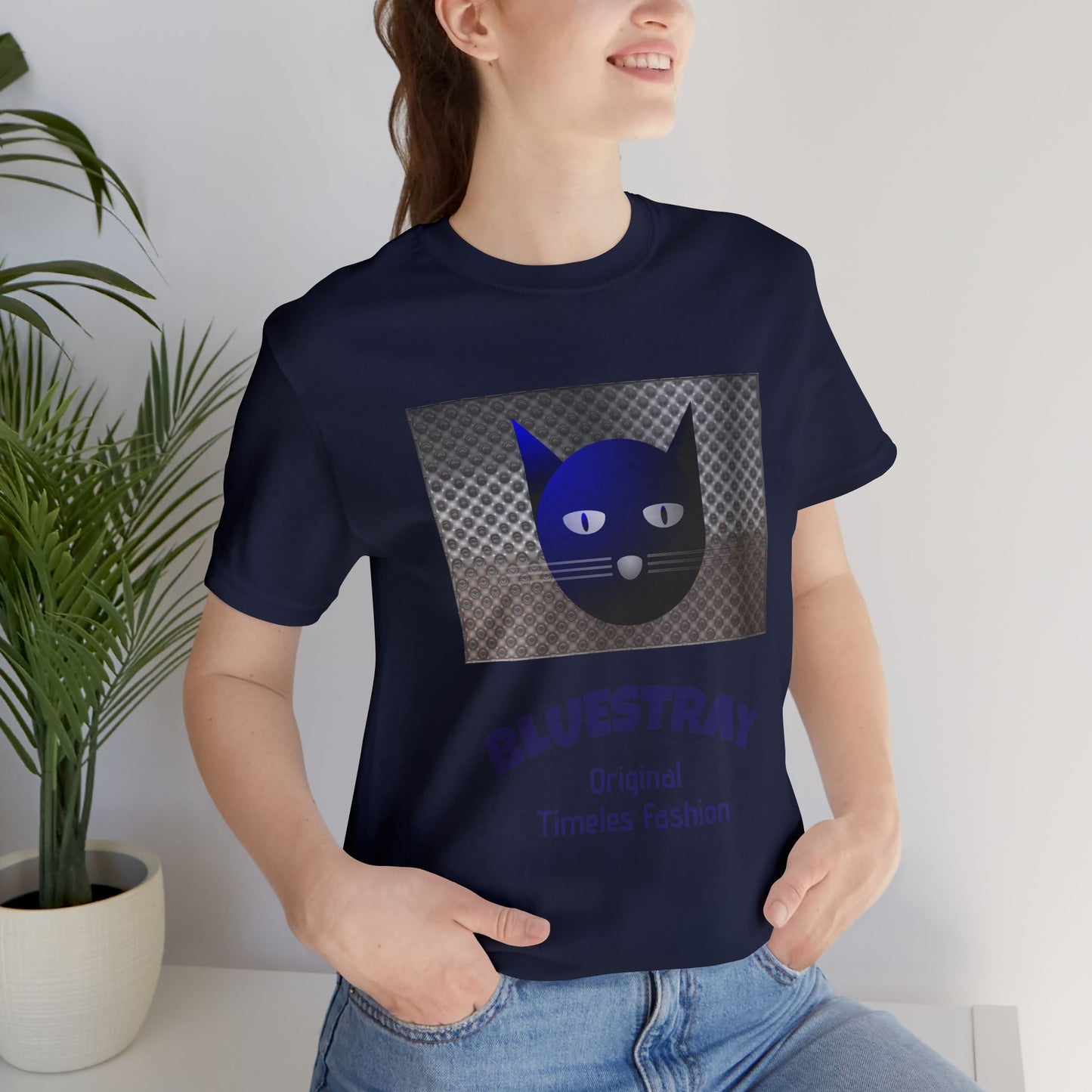 Bluestray Cat Graphic T-Shirt — Retro Blue Cat Logo Tee