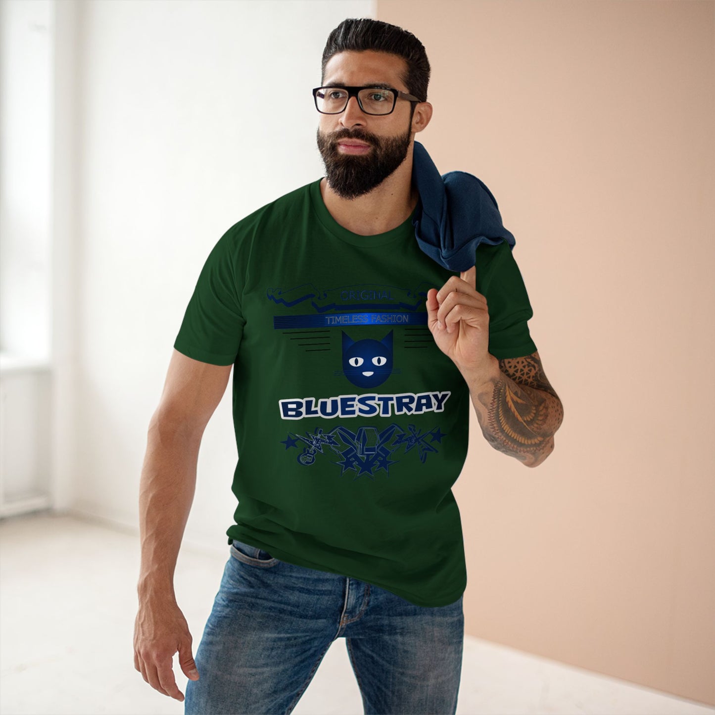 Bluestray Graphic Tee — Retro Cat Logo T-Shirt