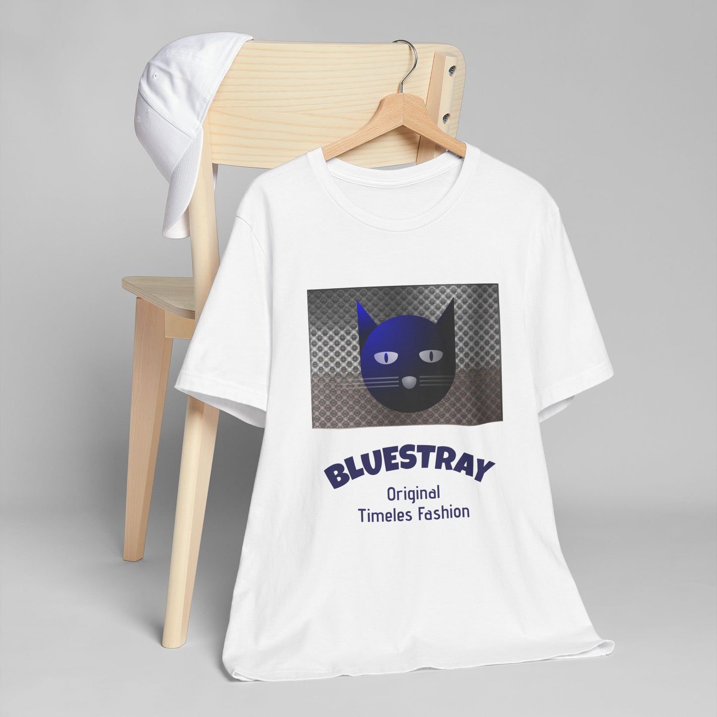 Bluestray Cat Graphic T-Shirt — Retro Blue Cat Logo Tee
