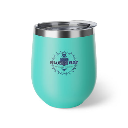 12oz Insulated Copper Tumbler — Vacuum Wine Cup with Leak-Resistant Lid (Bluestray Logo)