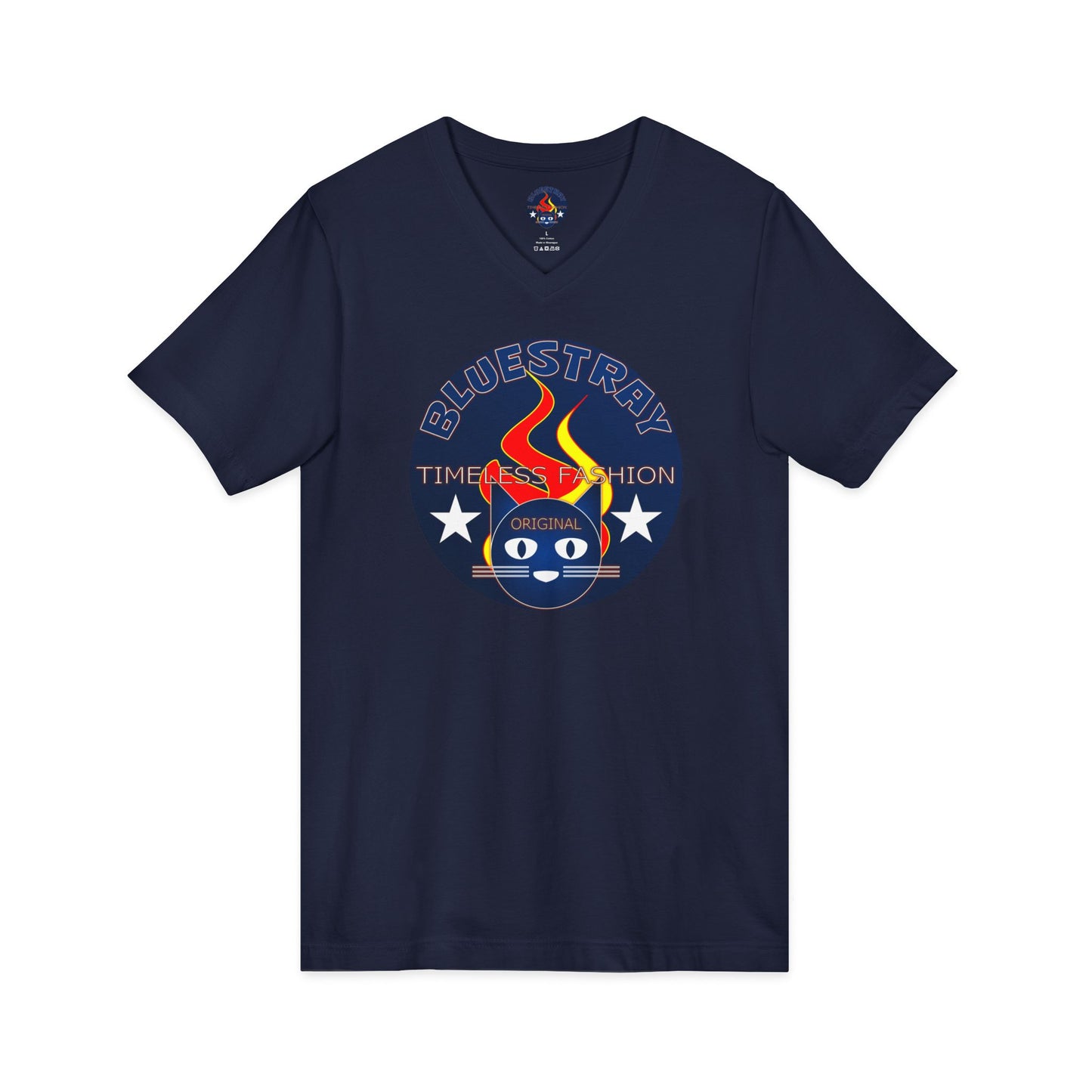 Time Station Equestrian Bluestray Cat V-Neck Tee