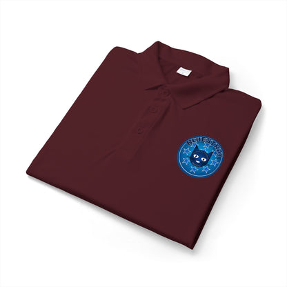 Embroidered Bluestray Cat Patch Polo Shirt — Cute Cat Logo Performance Golf Polo