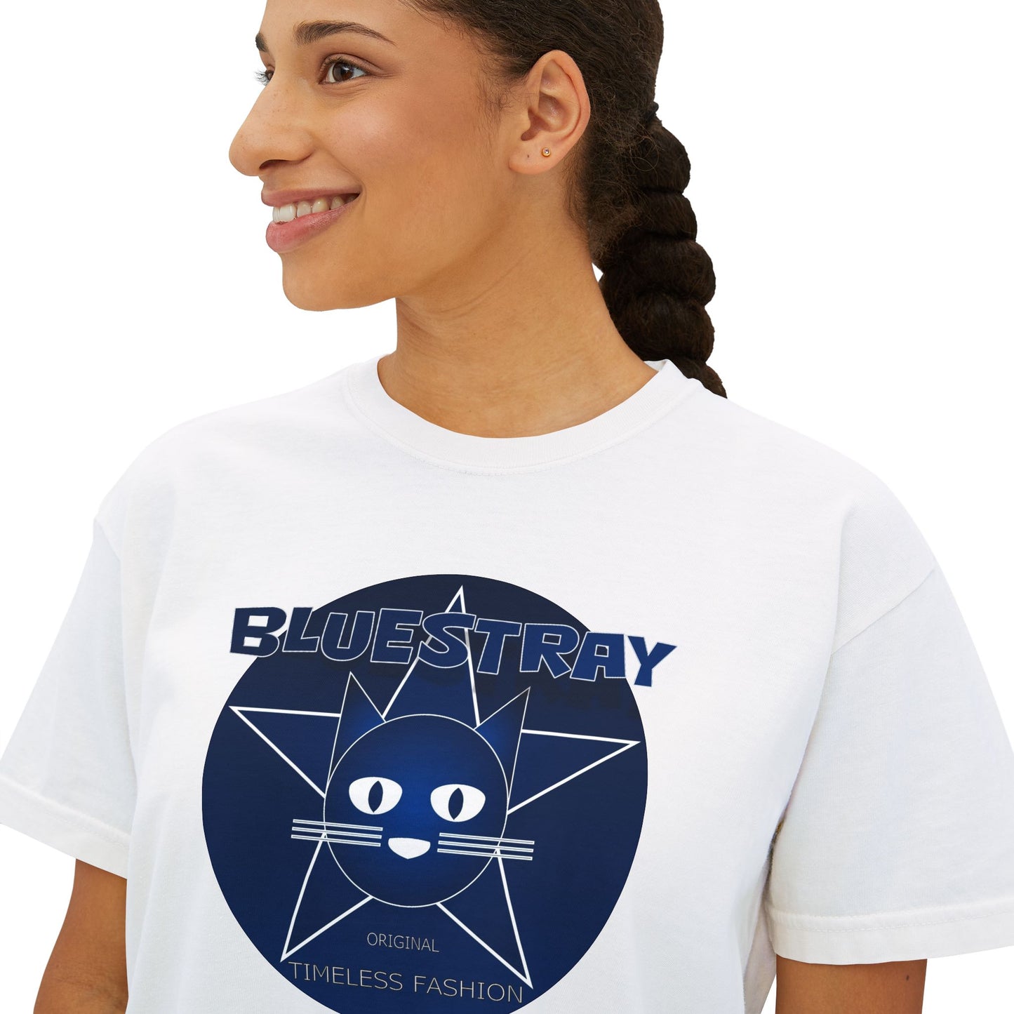 Bluestray Cat Graphic Tee — Women's Boxy Casual Top