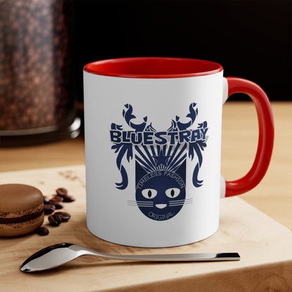 Bluestray Cat Accent Mug — Retro Cat Crest Coffee Cup (11oz)