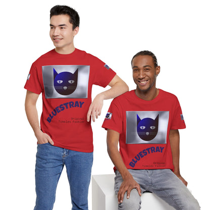 Bluestray Cat Graphic Tee — Retro Blue Cat Design