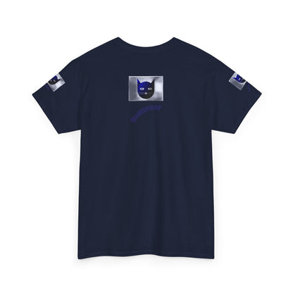 Bluestray Cat Graphic Tee — Retro Blue Cat Design