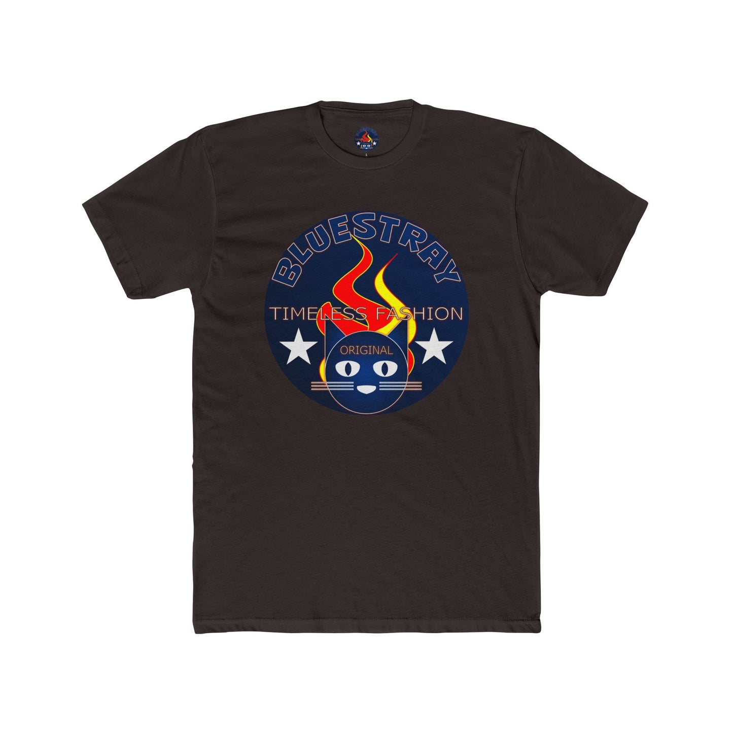 Retro Cat Flame Logo Tee — Bluestay Time & Motion Graphic T-Shirt