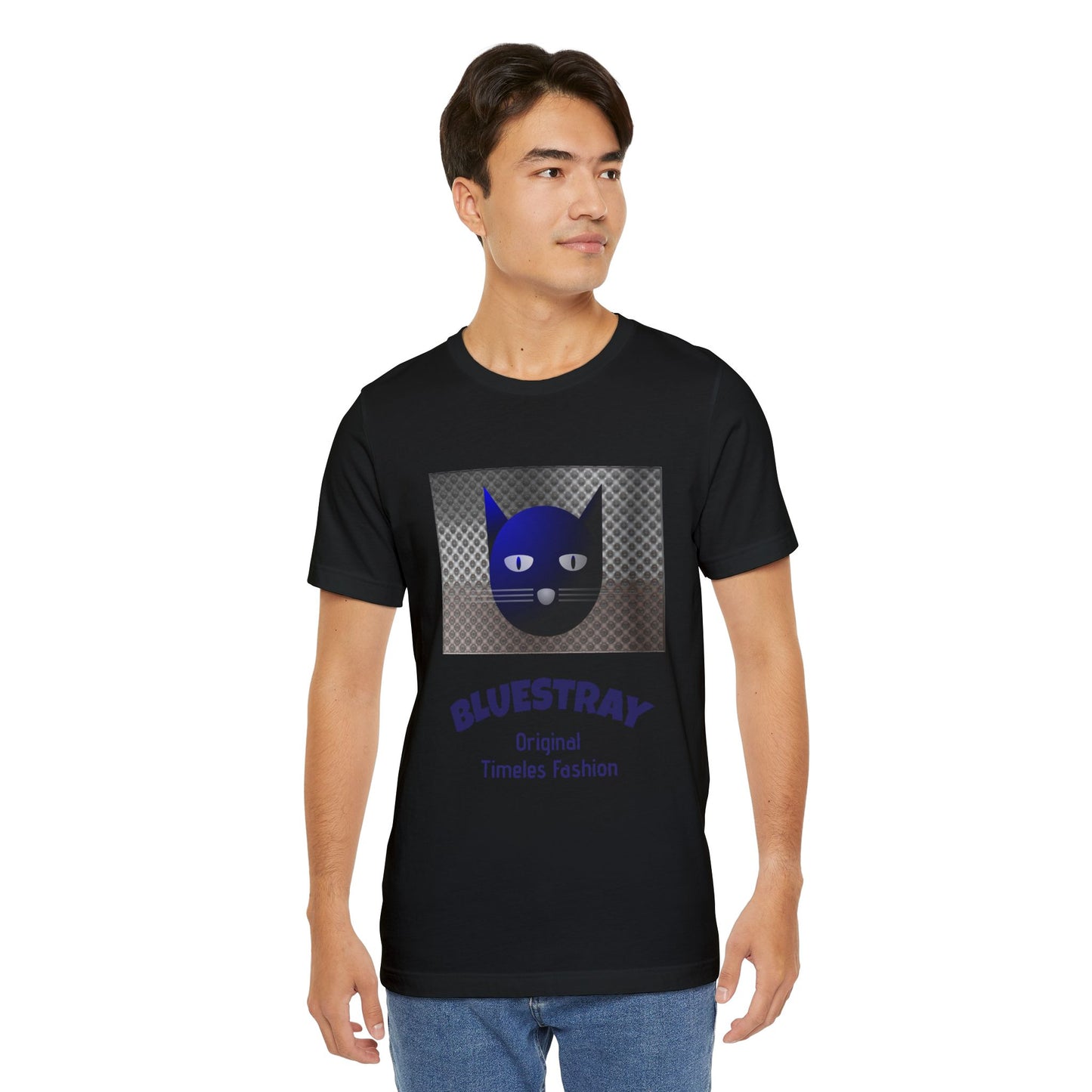 Bluestray Cat Graphic T-Shirt — Retro Blue Cat Logo Tee