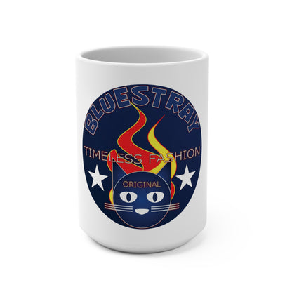 Bluestray Cat Logo 15oz Coffee Mug — Timeless Fashion Retro Design