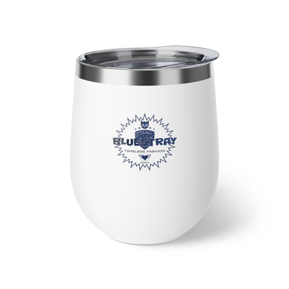 12oz Insulated Copper Tumbler — Vacuum Wine Cup with Leak-Resistant Lid (Bluestray Logo)