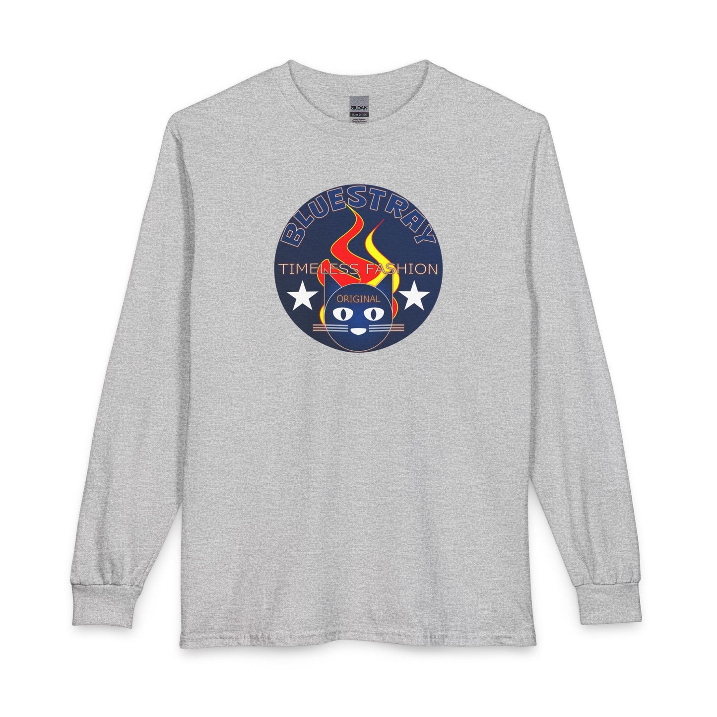 Equestrian Bluestray Time & Fashion Long Sleeve Tee — Flame Horse Logo