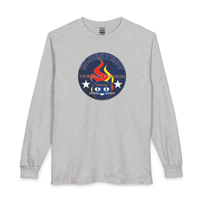 Equestrian Bluestray Time & Fashion Long Sleeve Tee — Flame Horse Logo
