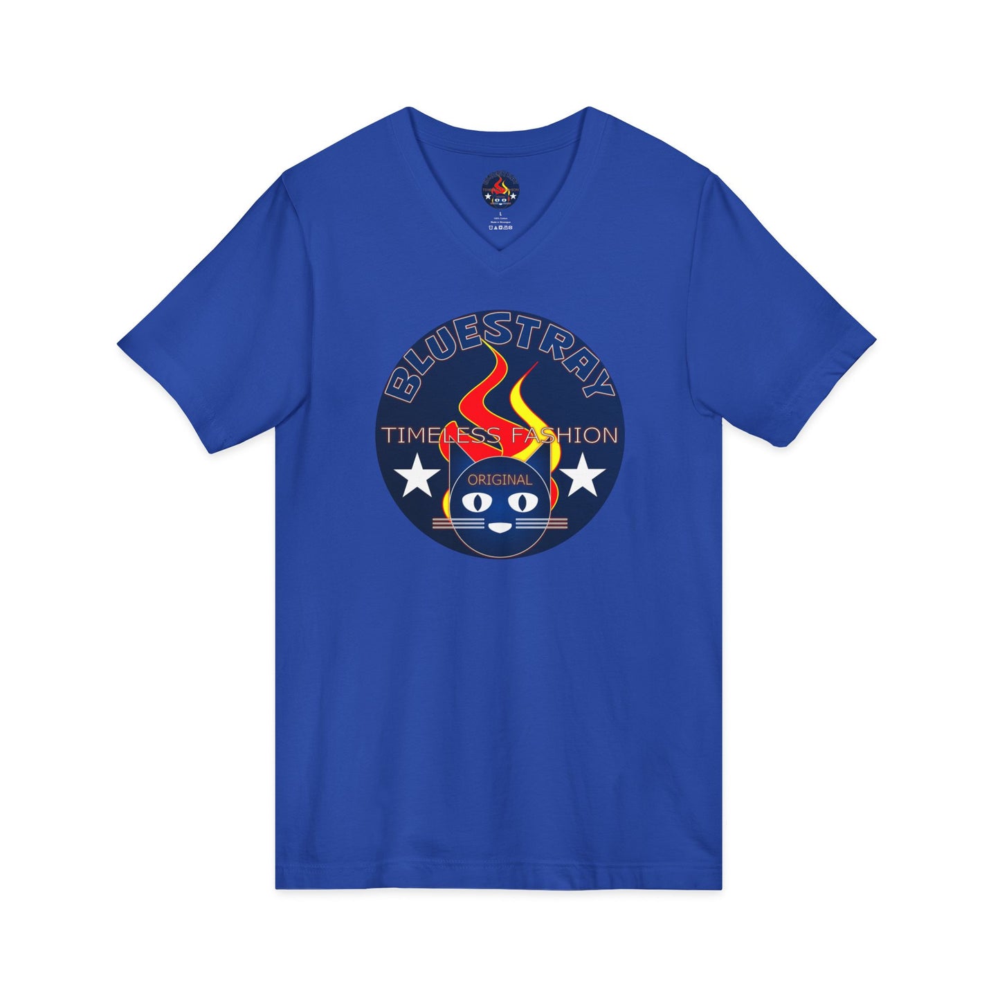 Time Station Equestrian Bluestray Cat V-Neck Tee