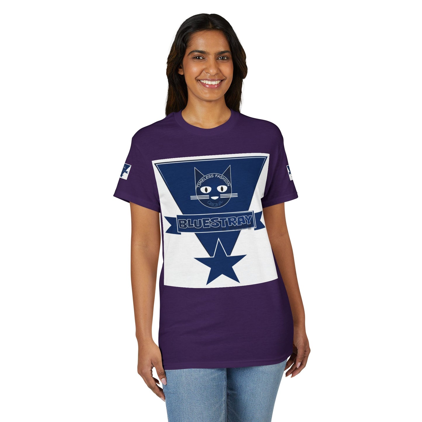 Bluestray Cat Graphic T-Shirt — Retro Star Logo Tee