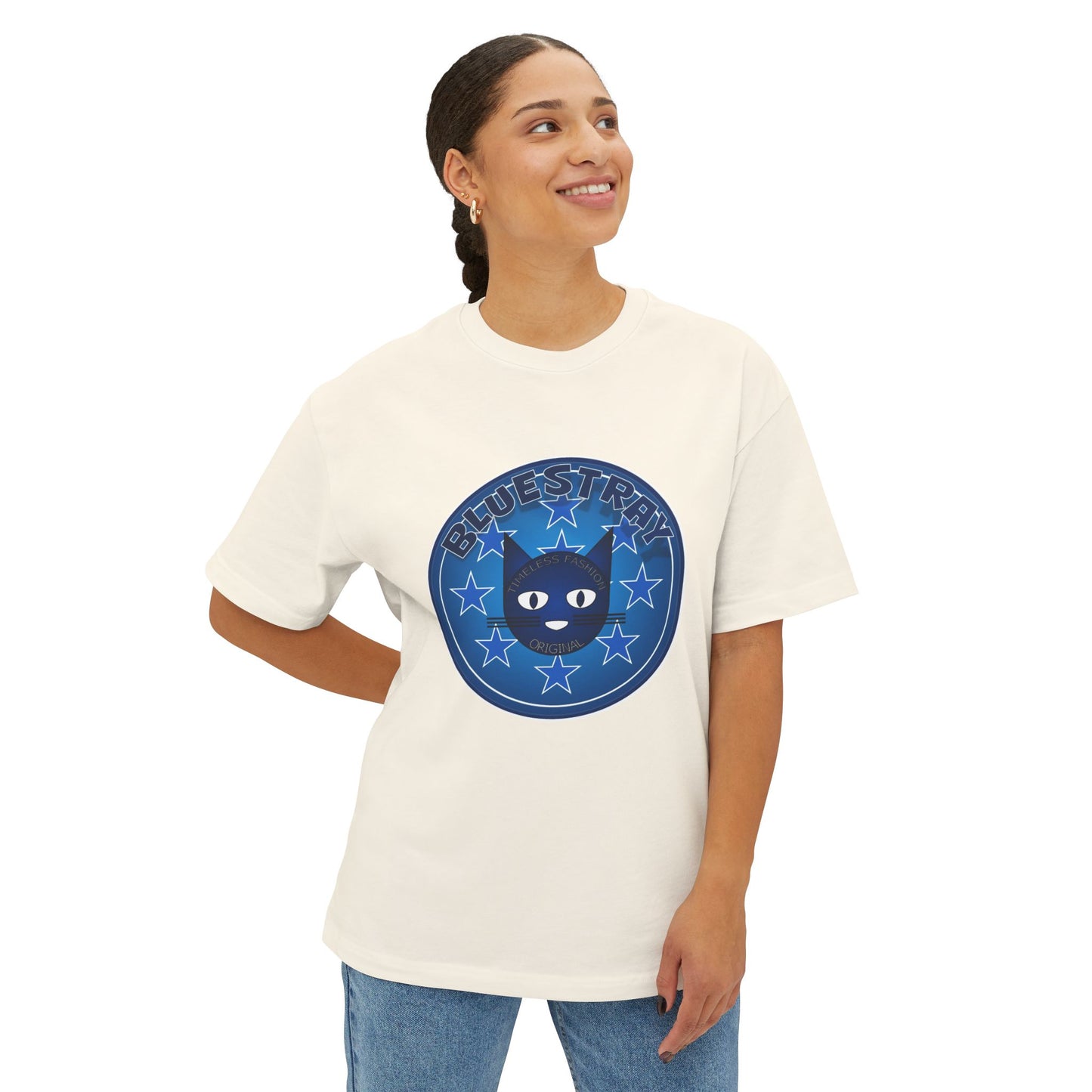 Blue Cat Stars Tee — "Bluestray" Graphic T-Shirt