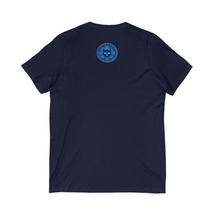 Bluestray Cat V-Neck Tee — Retro Night Sky Cat Graphic Shirt