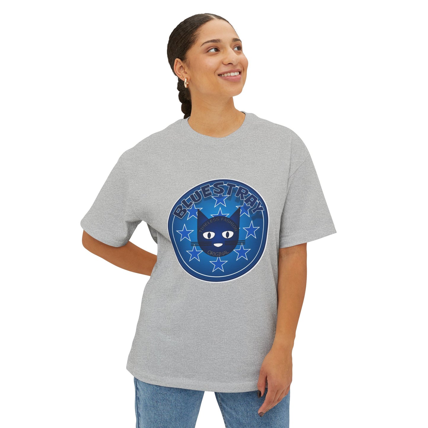 Blue Cat Stars Tee — "Bluestray" Graphic T-Shirt