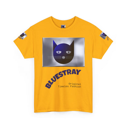 Bluestray Cat Graphic Tee — Retro Blue Cat Design