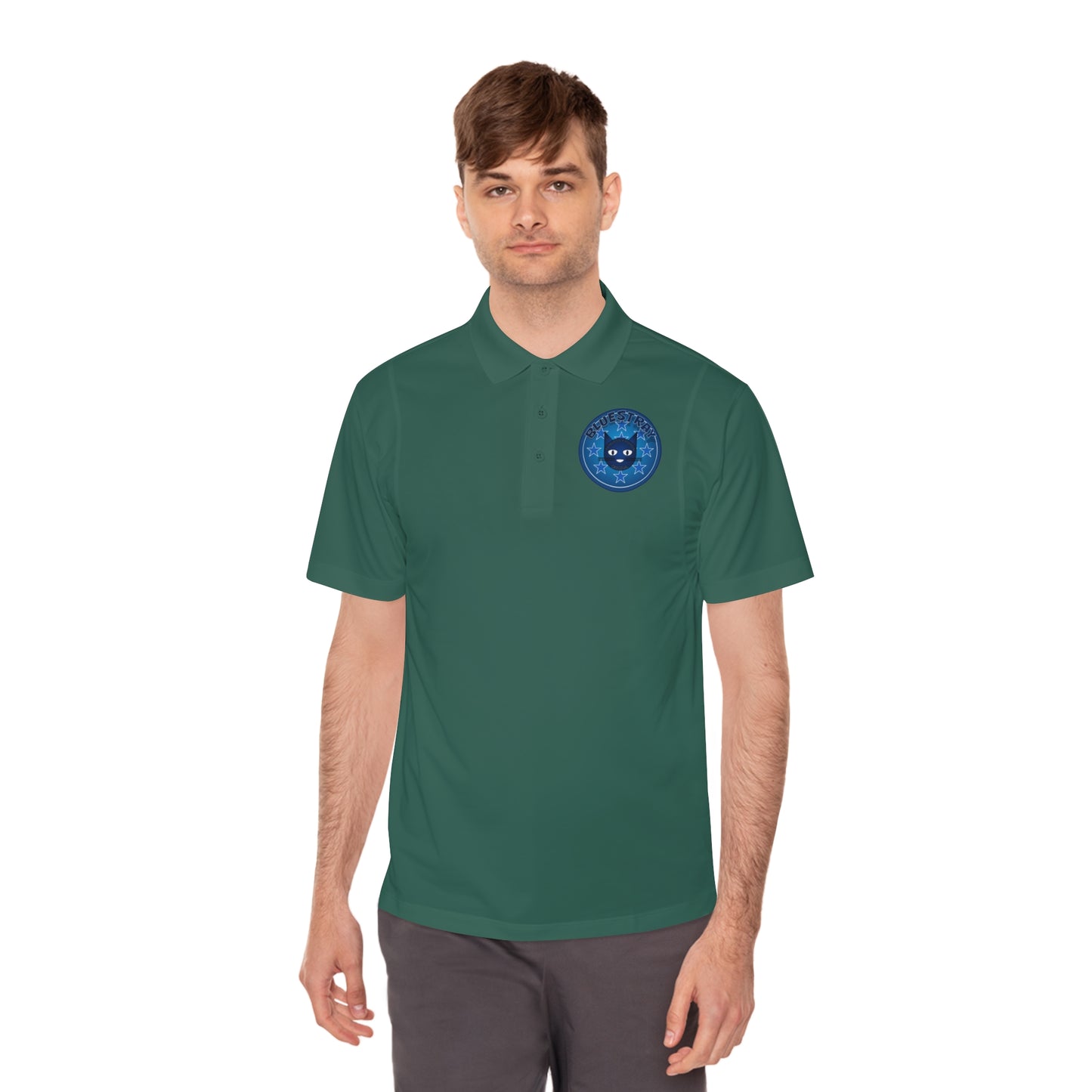 Men's Polo Shirt — Bluestray Galaxy Cat Logo Athletic Golf Shirt