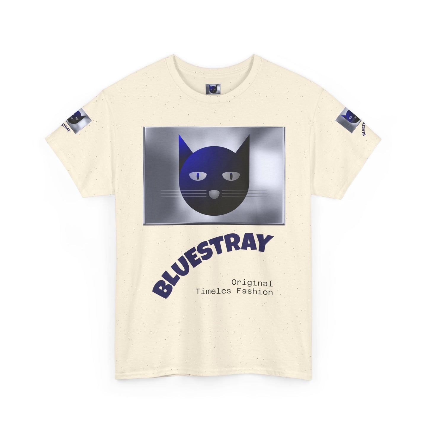 Bluestray Cat Graphic Tee — Retro Blue Cat Design