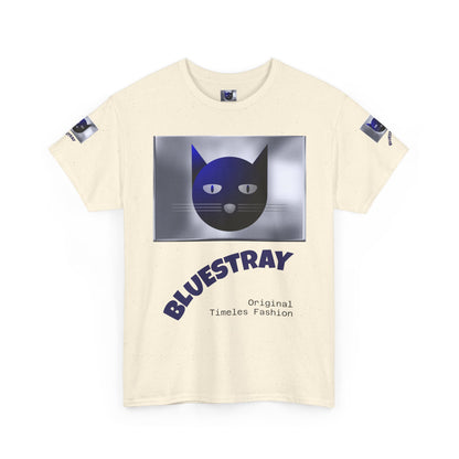 Bluestray Cat Graphic Tee — Retro Blue Cat Design