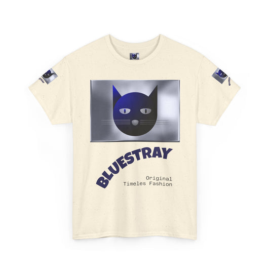 Bluestray Cat Graphic Tee — Retro Blue Cat Design