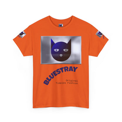 Bluestray Cat Graphic Tee — Retro Blue Cat Design