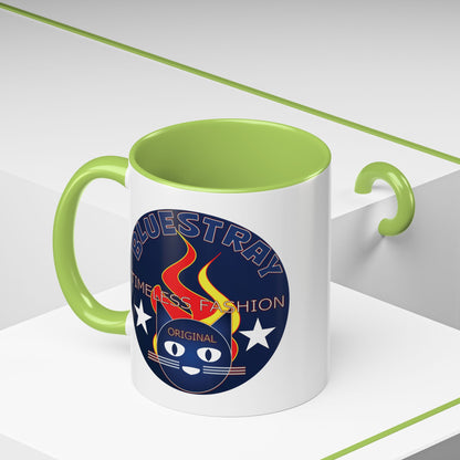 Bluestray Timeless Fashion Accent Coffee Mug — Retro Cat Logo 11/15oz