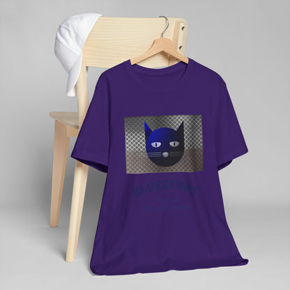 Bluestray Cat Graphic T-Shirt — Retro Blue Cat Logo Tee