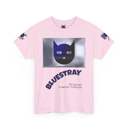 Bluestray Cat Graphic Tee — Retro Blue Cat Design