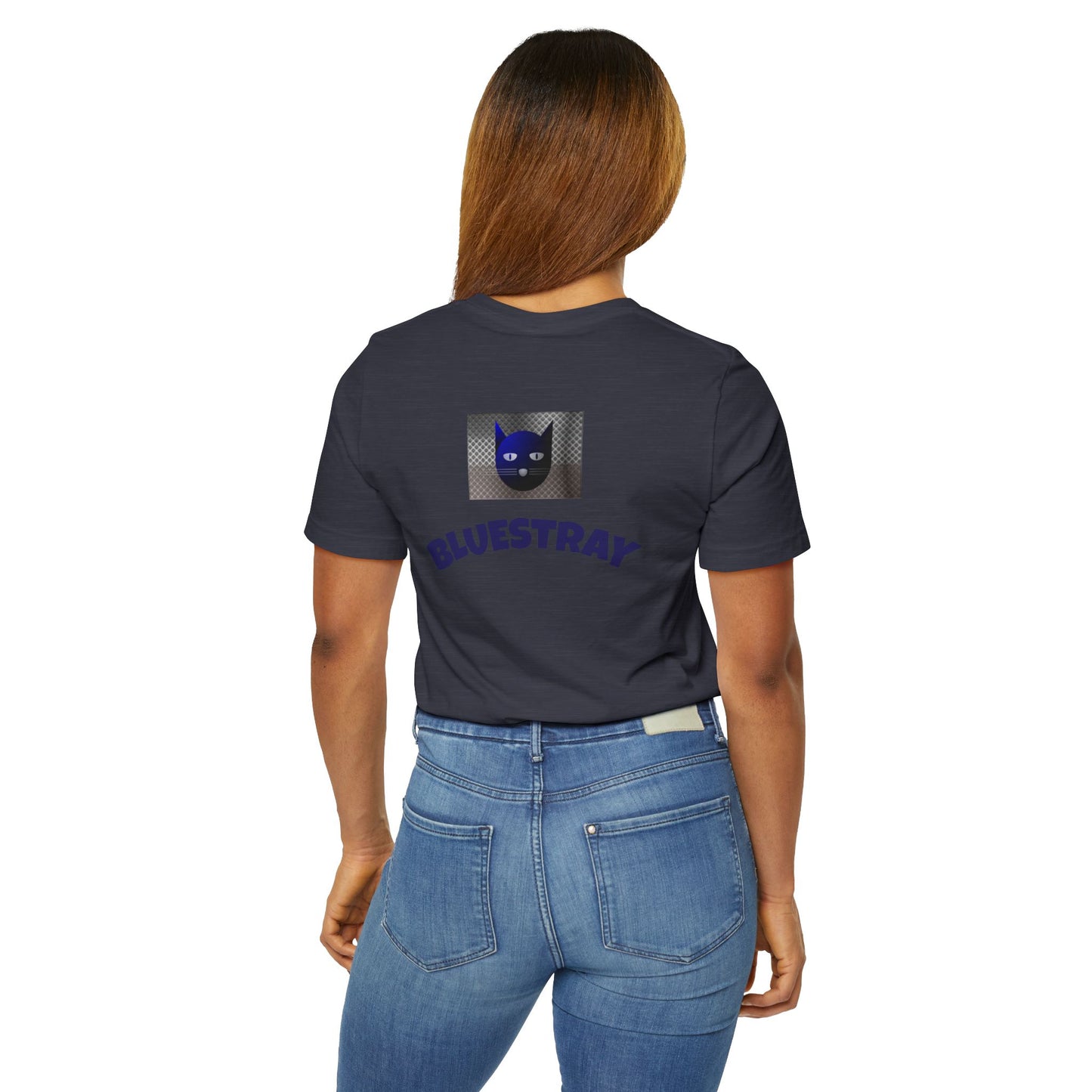 Bluestray Cat Graphic T-Shirt — Retro Blue Cat Logo Tee