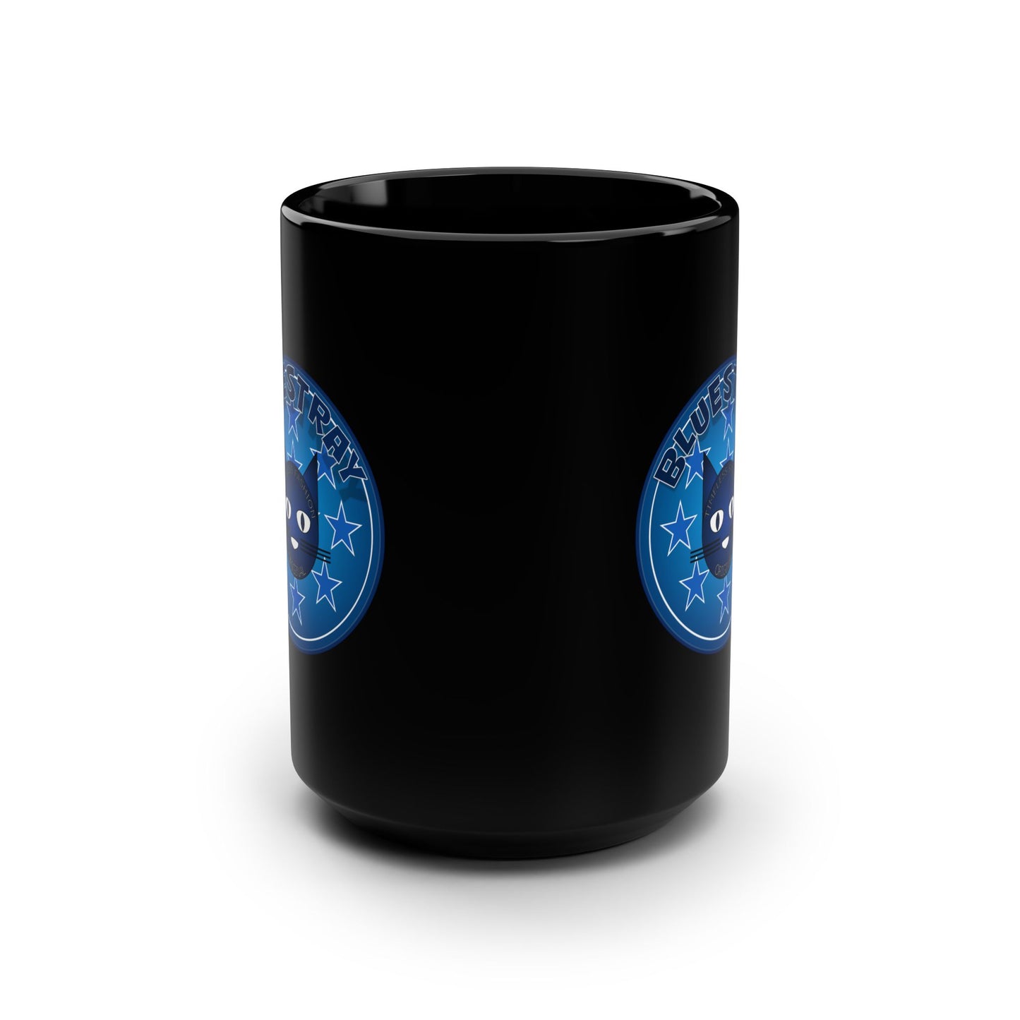 Bluestray Cat Emblem Mug — 15oz Black Ceramic Coffee Cup