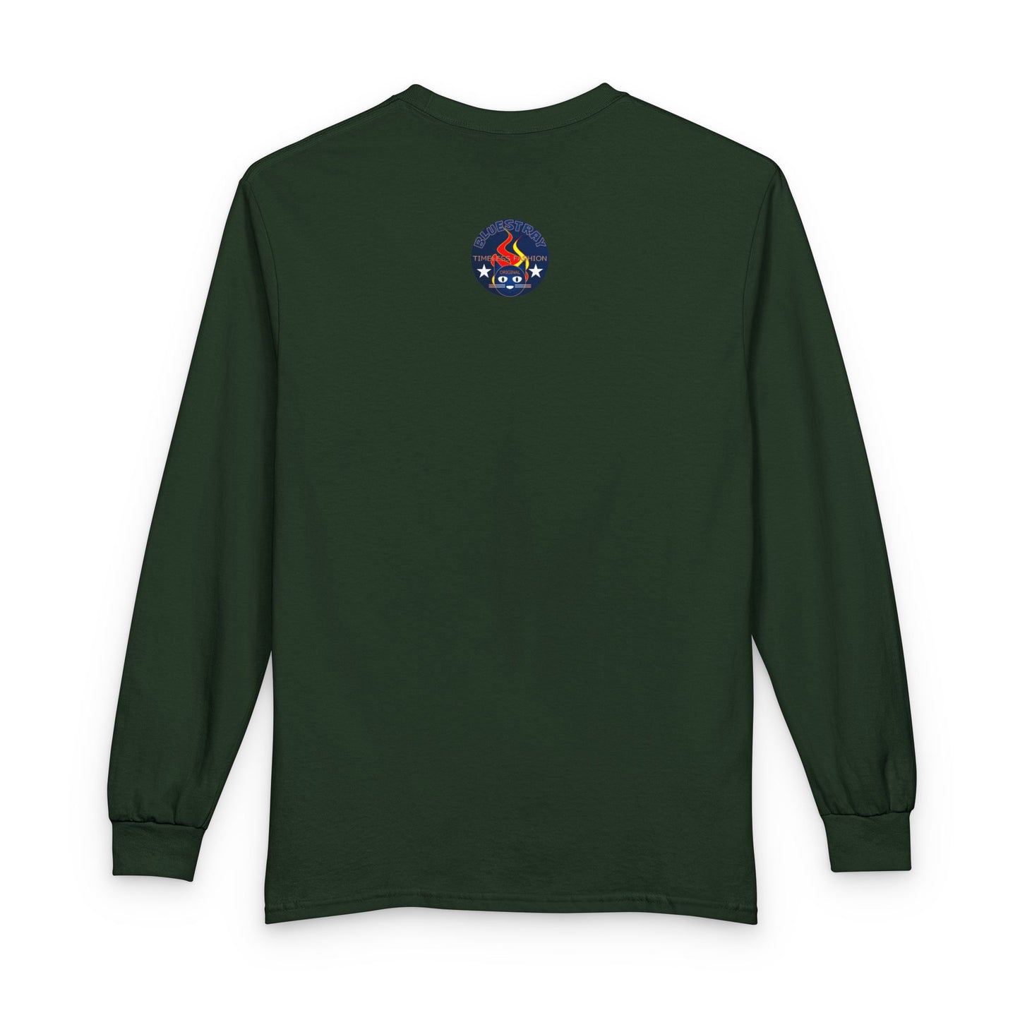 Equestrian Bluestray Time & Fashion Long Sleeve Tee — Flame Horse Logo