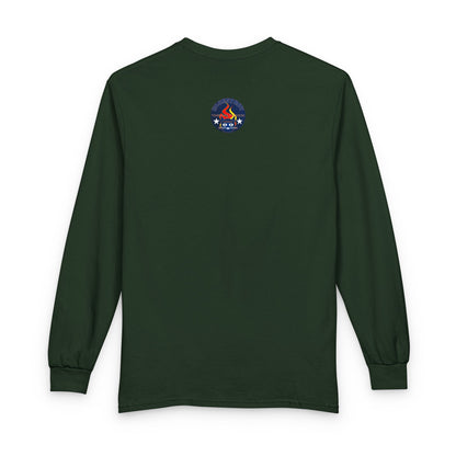 Equestrian Bluestray Time & Fashion Long Sleeve Tee — Flame Horse Logo