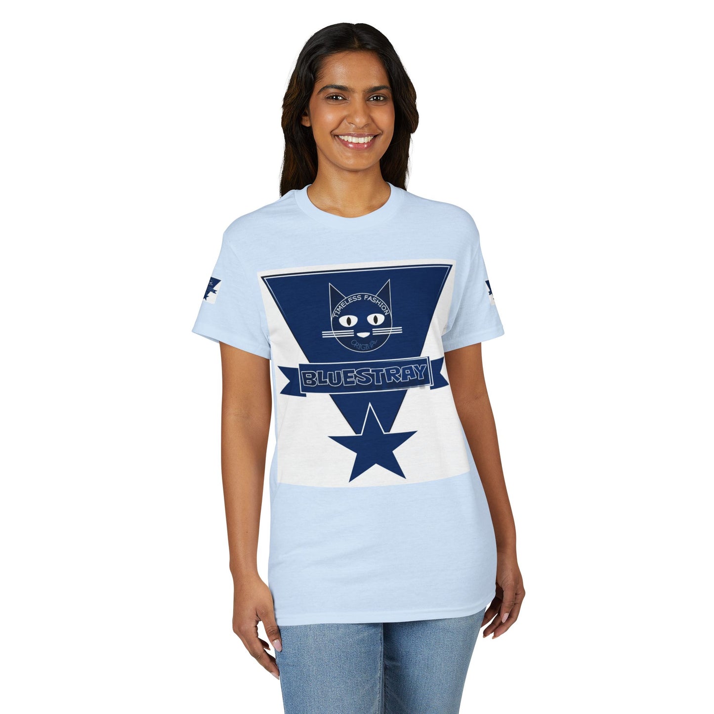 Bluestray Cat Graphic T-Shirt — Retro Star Logo Tee
