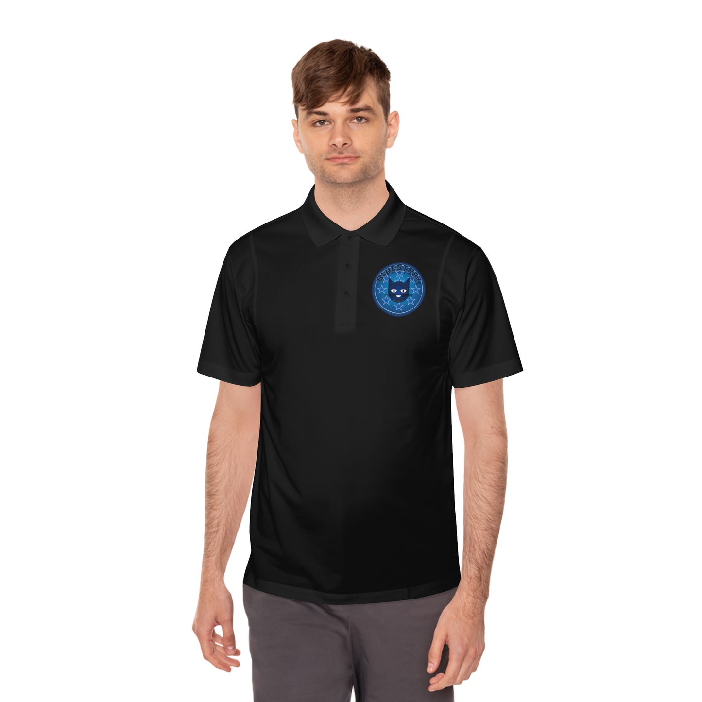 Men's Polo Shirt — Bluestray Galaxy Cat Logo Athletic Golf Shirt