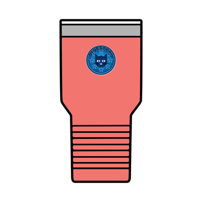 30oz Insulated Tumbler — Coral Drink Cup with Bluestray Cat Sticker