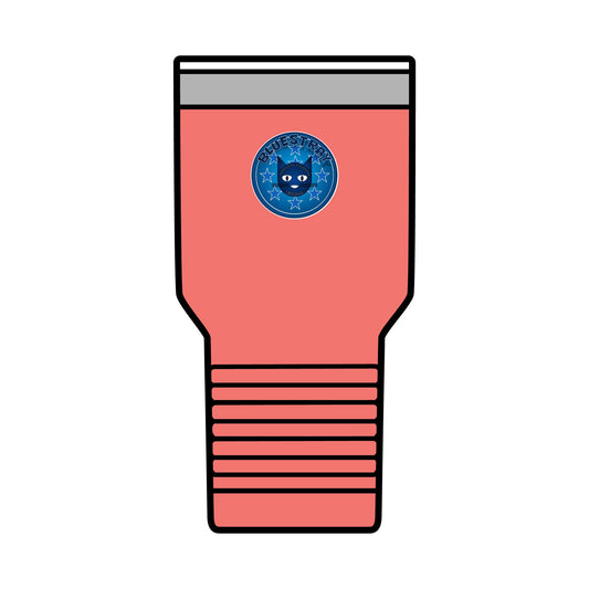 30oz Insulated Tumbler — Coral Drink Cup with Bluestray Cat Sticker