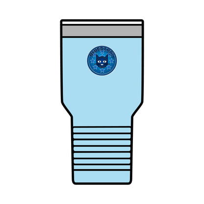 30oz Insulated Tumbler — Coral Drink Cup with Bluestray Cat Sticker