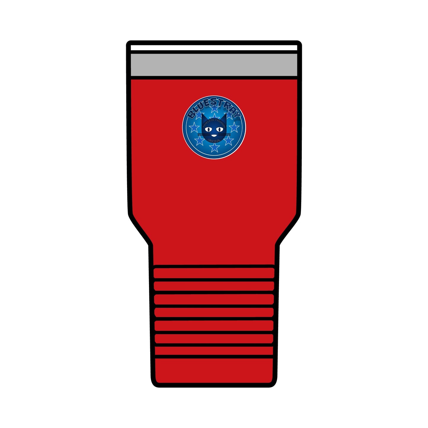 30oz Insulated Tumbler — Coral Drink Cup with Bluestray Cat Sticker