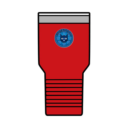 30oz Insulated Tumbler — Coral Drink Cup with Bluestray Cat Sticker