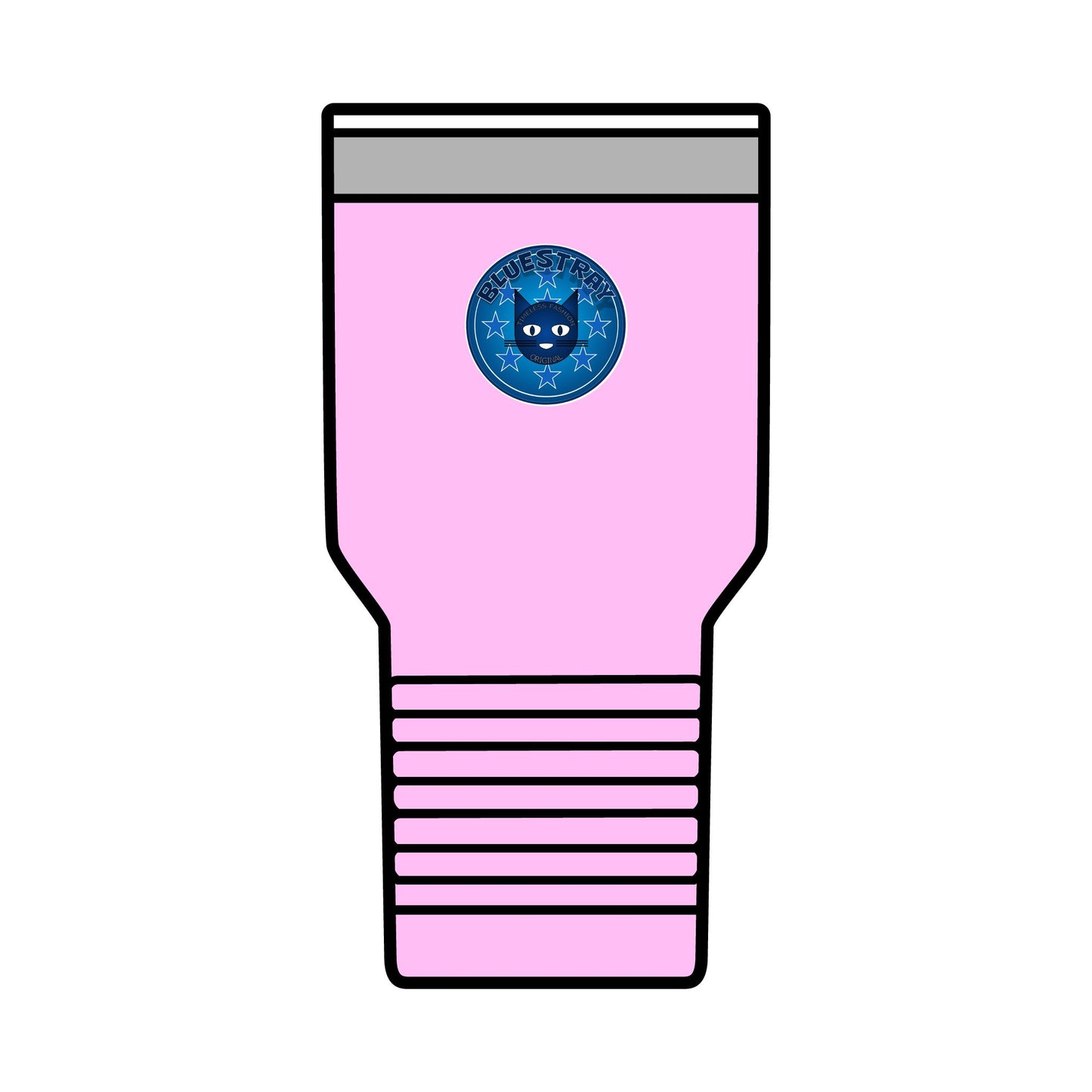 30oz Insulated Tumbler — Coral Drink Cup with Bluestray Cat Sticker