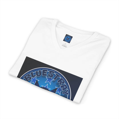Bluestray Cat V-Neck Tee — Retro Night Sky Cat Graphic Shirt