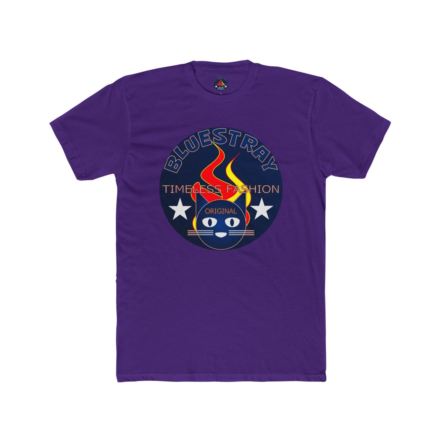 Retro Cat Flame Logo Tee — Bluestay Time & Motion Graphic T-Shirt