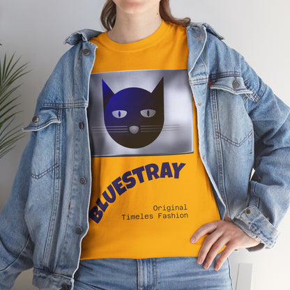 Bluestray Cat Graphic Tee — Retro Blue Cat Design