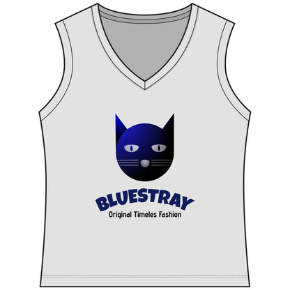 Bluestray Cat V-Neck Tank — Women's Sleeveless Graphic Tee