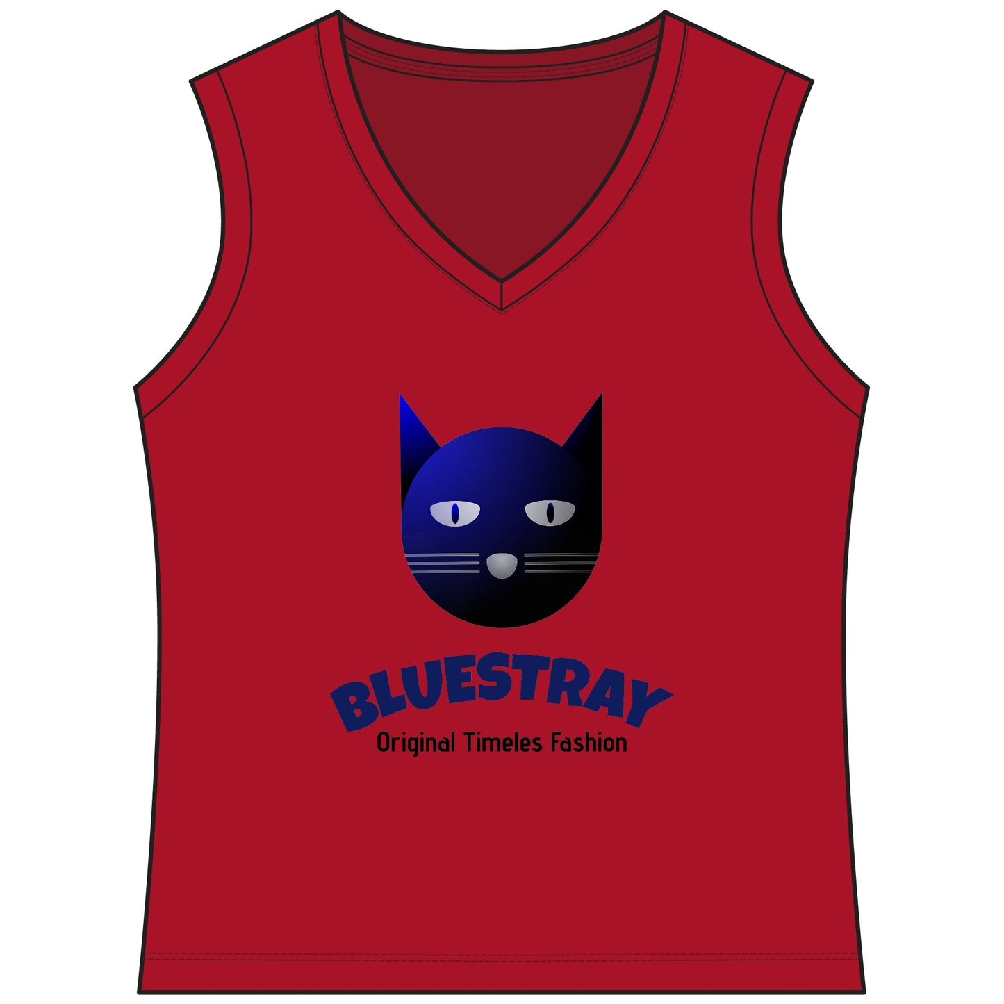 Bluestray Cat V-Neck Tank — Women's Sleeveless Graphic Tee