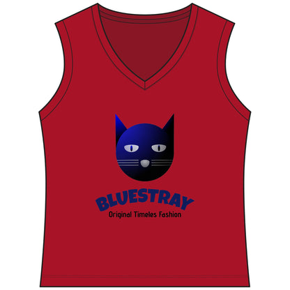 Bluestray Cat V-Neck Tank — Women's Sleeveless Graphic Tee
